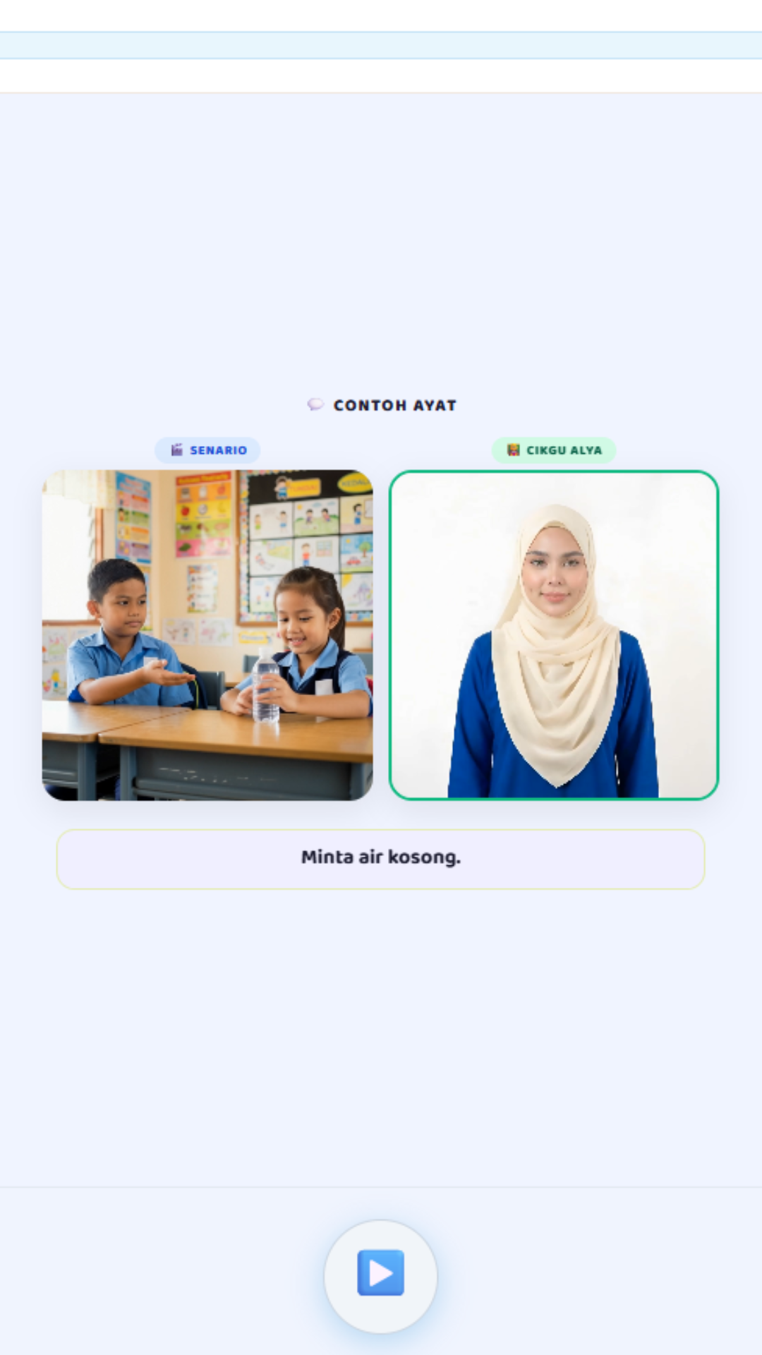 Sentence lesson with scenario