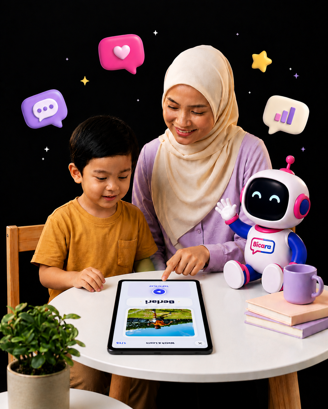 Ibu bapa dan anak belajar bersama MyBicara